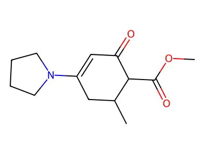 Methyl 6-methyl-2-oxo-4-(pyrrolidin-1-yl)cyclohex-3-ene-1-carboxylate structure