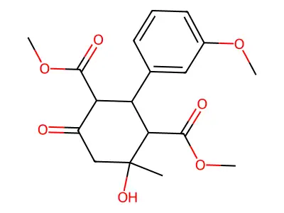 dimethyl 4-hydroxy-2-(3-methoxyphenyl)-4-methyl-6-oxocyclohexane-1,3-dicarboxylate structure