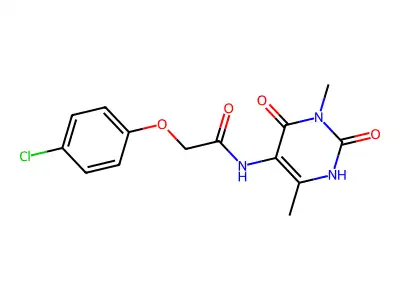 5-(p-Chlorophenoxyacetamido)-1,4-dimethyluracil structure