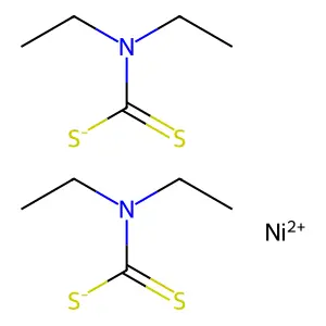 Bis(diethyldithiocarbamato-S,S')nickel structure
