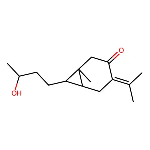 7-(3-Hydroxybutyl)-1-methyl-4-(propan-2-ylidene)bicyclo(4.1.0)heptan-3-one structure