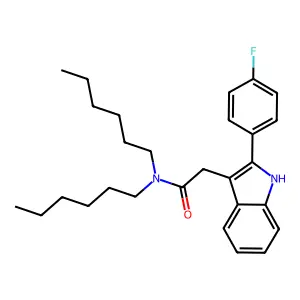 2-(4-Fluorophenyl)-N,N-dihexyl-1H-indole-3-acetamide structure