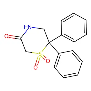 3-Thiomorpholinone, 2,2-diphenyl-, 1,1-dioxide structure