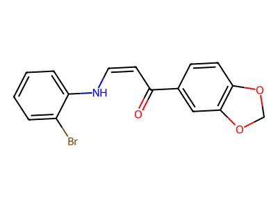 (Z)-1-(1,3-benzodioxol-5-yl)-3-(2-bromoanilino)prop-2-en-1-one structure