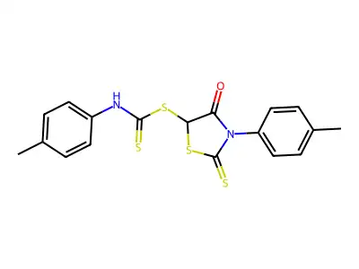 Carbamodithioic acid, (4-methylphenyl)-, 3-(4-methylphenyl)-4-oxo-2-thioxo-5-thiazolidinyl ester structure