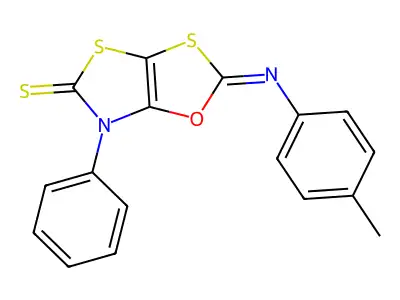 1,3-Oxathiolo(5,4-d)thiazole-5(6H)-thione, 2-((4-methylphenyl)imino)-6-phenyl- structure