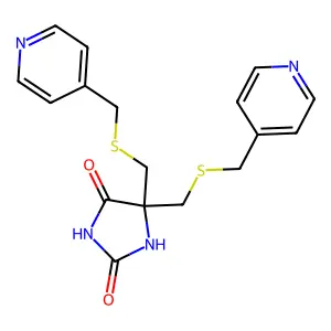 5,5-Bis(((4-pyridylmethyl)thio)methyl)-2,4-imidazolidinedione structure