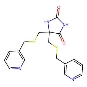5,5-Bis(((3-pyridylmethyl)thio)methyl)-2,4-imidazolidinedione structure