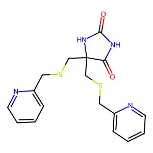 5,5-Bis(((2-pyridylmethyl)thio)methyl)-2,4-imidazolidinedione structure