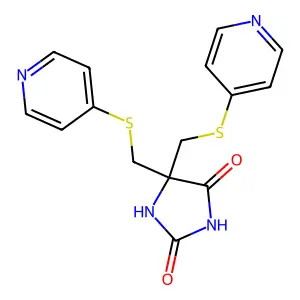 5,5-Bis((4-pyridylthio)methyl)-2,4-imidazolidinedione structure