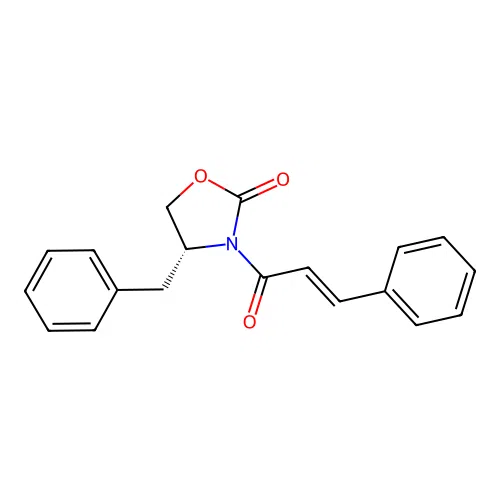 (4R)-4-benzyl-3-(3-phenylprop-2-enoyl)-1,3-oxazolidin-2-one structure