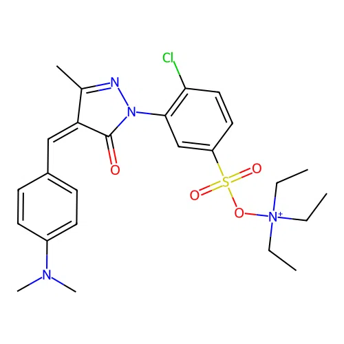 [4-chloro-3-[(4Z)-4-[(4-dimethylaminophenyl)methylidene]-3-methyl-5-oxopyrazol-1-yl]phenyl]sulfonyloxy-triethylazanium structure