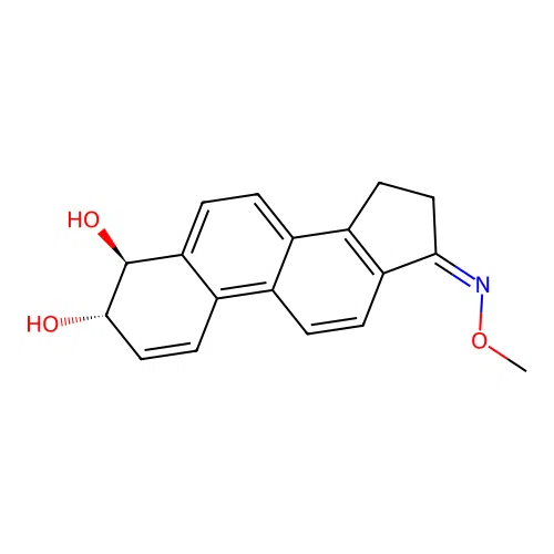 (3S,4S,17Z)-17-Methoxyimino-3,4,15,16-tetrahydrocyclopenta(a)phenanthrene-3,4-diol structure