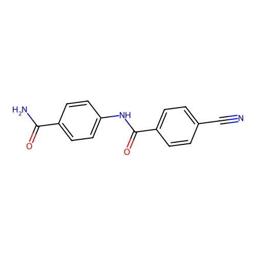 N-(4-carbamoylphenyl)-4-cyanobenzamide structure