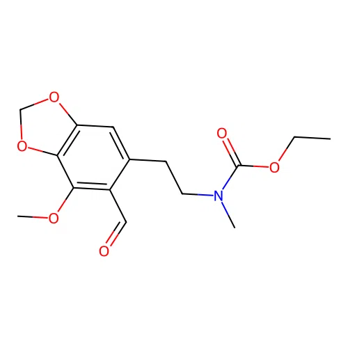 Ethyl [2-(6-formyl-7-methoxy-1,3-benzodioxol-5-yl)ethyl]methylcarbamate structure