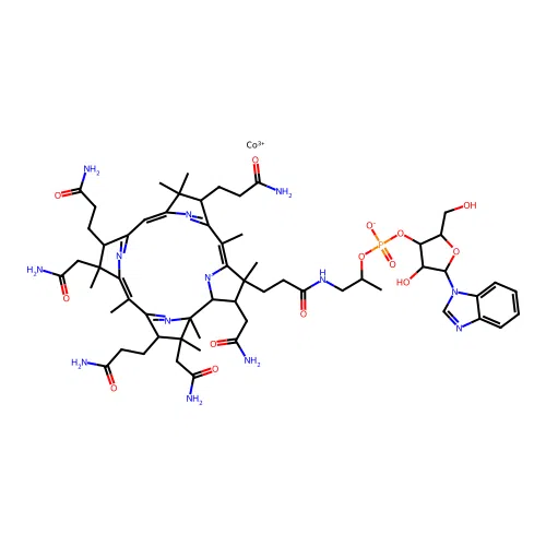 Coalpha-(alpha-5,6-dimethylbenzimidazolyl)-cobeta-cyanocobamide structure
