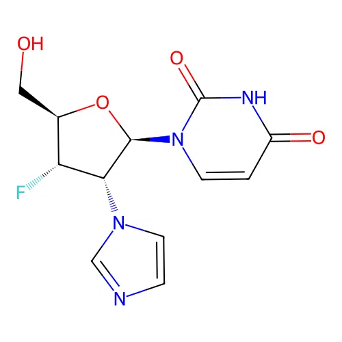 2',3'-Dideoxy-3'-fluoro-2'-(1H-imidazol-1-yl)uridine structure