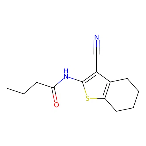 N-(3-cyano-4,5,6,7-tetrahydro-1-benzothiophen-2-yl)butanamide structure