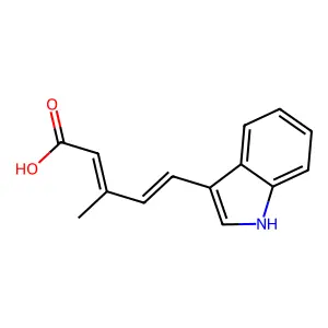 5-(1H-indol-3-yl)-3-methyl-penta-2,4-dienoic acid structure