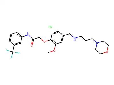 2-[2-methoxy-4-({[3-(4-morpholinyl)propyl]amino}methyl)phenoxy]-N-[3-(trifluoromethyl)phenyl]acetamide hydrochloride structure