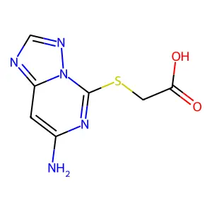 Acetic acid, ((7-amino-(1,2,4)triazolo(1,5-c)pyrimidin-5-yl)thio)- structure