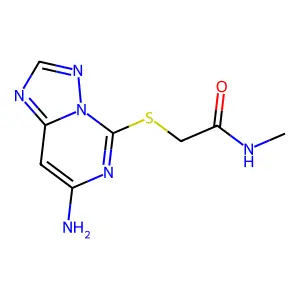 Acetamide, 2-((7-amino(1,2,4)triazolo(1,5-c)pyrimidin-5-yl)thio)-N-methyl- structure