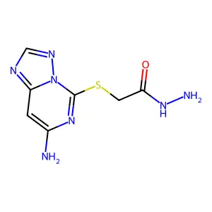 Acetic acid, ((7-amino-(1,2,4)triazolo(1,5-c)pyrimidin-5-yl)thio)-, hydrazide structure