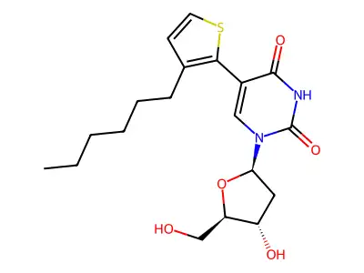 2'-Deoxy-5-(3-hexyl-2-thienyl)uridine structure