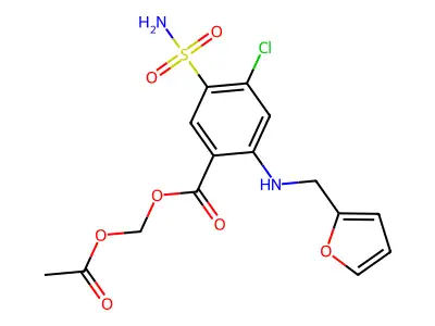 Benzoic acid, 5-(aminosulfonyl)-4-chloro-2-((2-furanylmethyl)amino)-, (acetyloxy)methyl ester structure