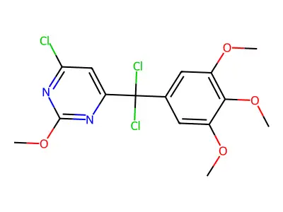 Pyrimidine, 4-chloro-6-(dichloro(3,4,5-trimethoxyphenyl)methyl)-2-methoxy- structure
