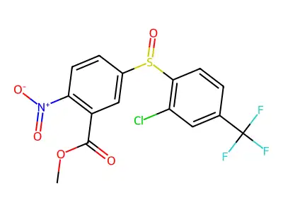 Methyl 5-(2-chloro-4-(trifluoromethyl)phenyl)sulfinyl-2-nitrobenzoate structure