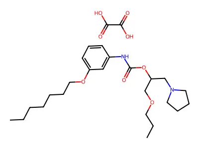 Carbanilic acid, m-(heptyloxy)-, 2-propoxy-1-(1-pyrrolidinylmethyl)ethyl ester, oxalate structure