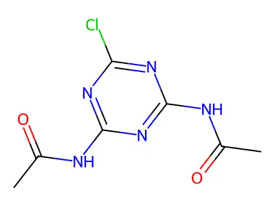 N-(4-acetamido-6-chloro-1,3,5-triazin-2-yl)acetamide structure