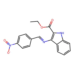 3-(((4-Nitrophenyl)methylene)amino)-1H-indole-2-carboxylic acid, ethyl ester structure