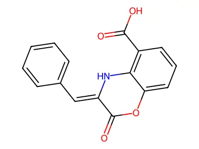 3-benzylidene-2-oxo-4H-1,4-benzoxazine-5-carboxylic acid structure