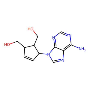 [(1S,4R,5R)-4-(6-aminopurin-9-yl)-5-(hydroxymethyl)cyclopent-2-en-1-yl]methanol structure