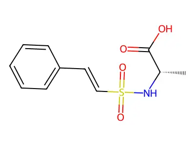 (2S)-2-({[2-phenylvinyl]sulfonyl}amino)propanoic acid structure