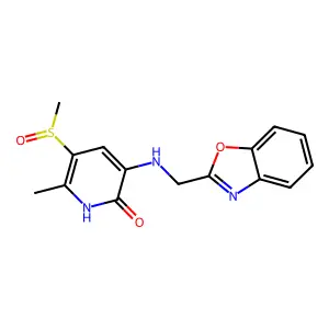3-(1,3-benzoxazol-2-ylmethylamino)-6-methyl-5-methylsulfinyl-1H-pyridin-2-one structure