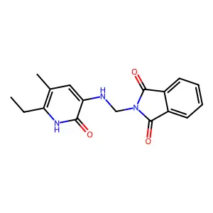 3-(N-(phthalimidomethyl)amino)-5-ethyl-6-methylpyridin-2-(1H)-one structure