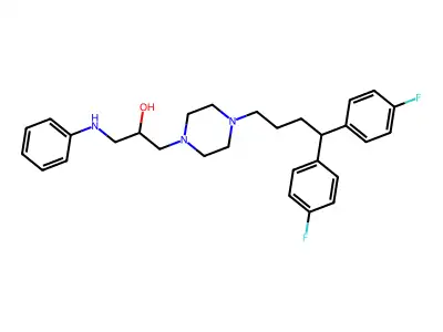 1-(4,4-Bis(4-fluorophenyl)butyl)-4-(2-hydroxy-3-phenylaminopropyl)piperazine structure