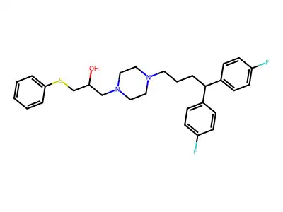 4-(4,4-Bis(4-fluorophenyl)butyl)-alpha-((phenylthio)methyl)-1-piperazineethanol structure