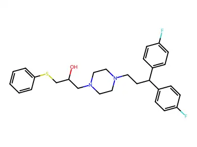 1-(3,3-Bis(4-fluorophenyl)propyl)-4-(2-hydroxy-3-phenylthiopropyl)piperazine structure
