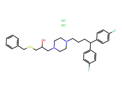 1-(4,4-Bis(4-fluorophenyl)butyl)-4-(2-hydroxy-3-phenylmethylthiopropyl)piperazine 2HCl structure