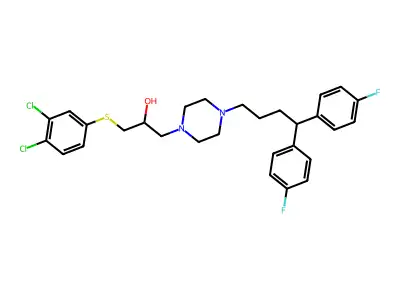 1-(4,4-Bis(4-fluorophenyl)butyl)-4-(3-(3,4-dichlorophenylthio)-2-hydroxypropyl)piperazine 2HCl structure