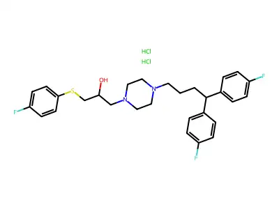 1-(4,4-Bis(4-fluorophenyl)butyl)-4-(3-(4-fluorophenylthio)-2-hydroxypropyl)piperazine 2HCl structure