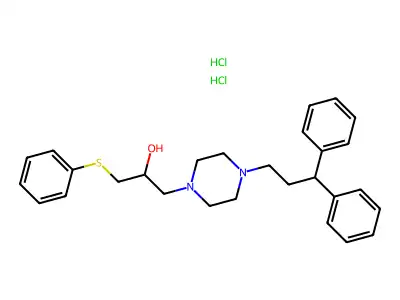 1-(3,3-Diphenylpropyl)-4-(2-hydroxy-3-phenylthiopropyl)piperazine dihydrochloride structure