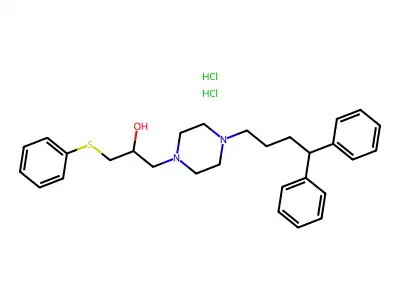 1-(4,4-Diphenylbutyl)-4-(2-hydroxy-3-phenylthiopropyl)piperazine dihydrochloride structure