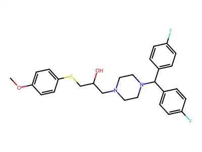 1-(Bis(4-fluorophenyl)methyl)-4-(2-hydroxy-3-(4-methoxyphenyl)thiopropyl)piperazine structure