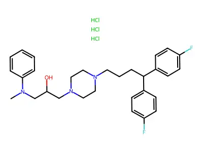 1-(4,4-Bis(4-fluorophenyl)butyl)-4-(2-hydroxy-3-(N-methyl-N-phenylamino)propyl)piperazine 3HCl structure