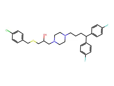 1-(4,4-Bis(4-fluorophenyl)butyl)-4-(3-(4-chlorophenylmethylthio)-2-hydroxypropyl)piperazine structure